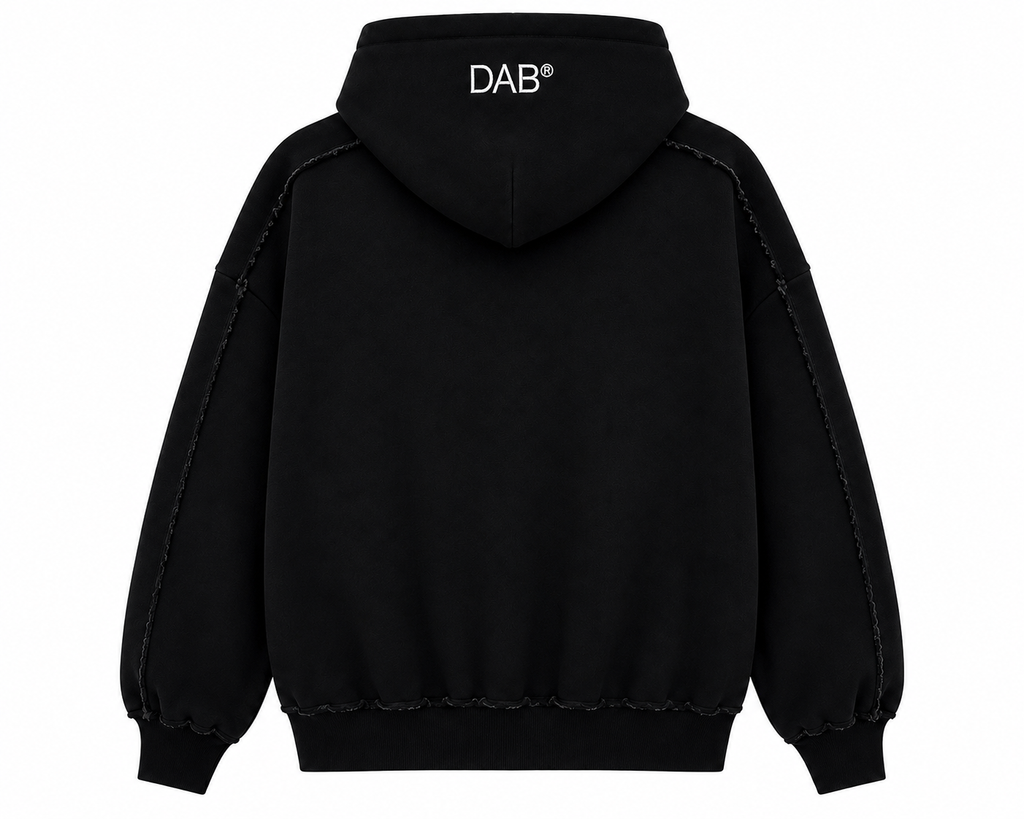 DAB Rawline Zip Hoodie – Black