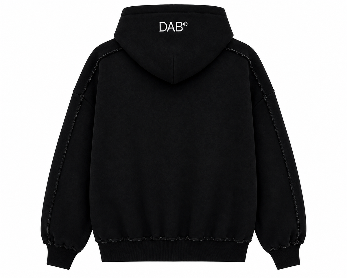 DAB Rawline Zip Hoodie – Black