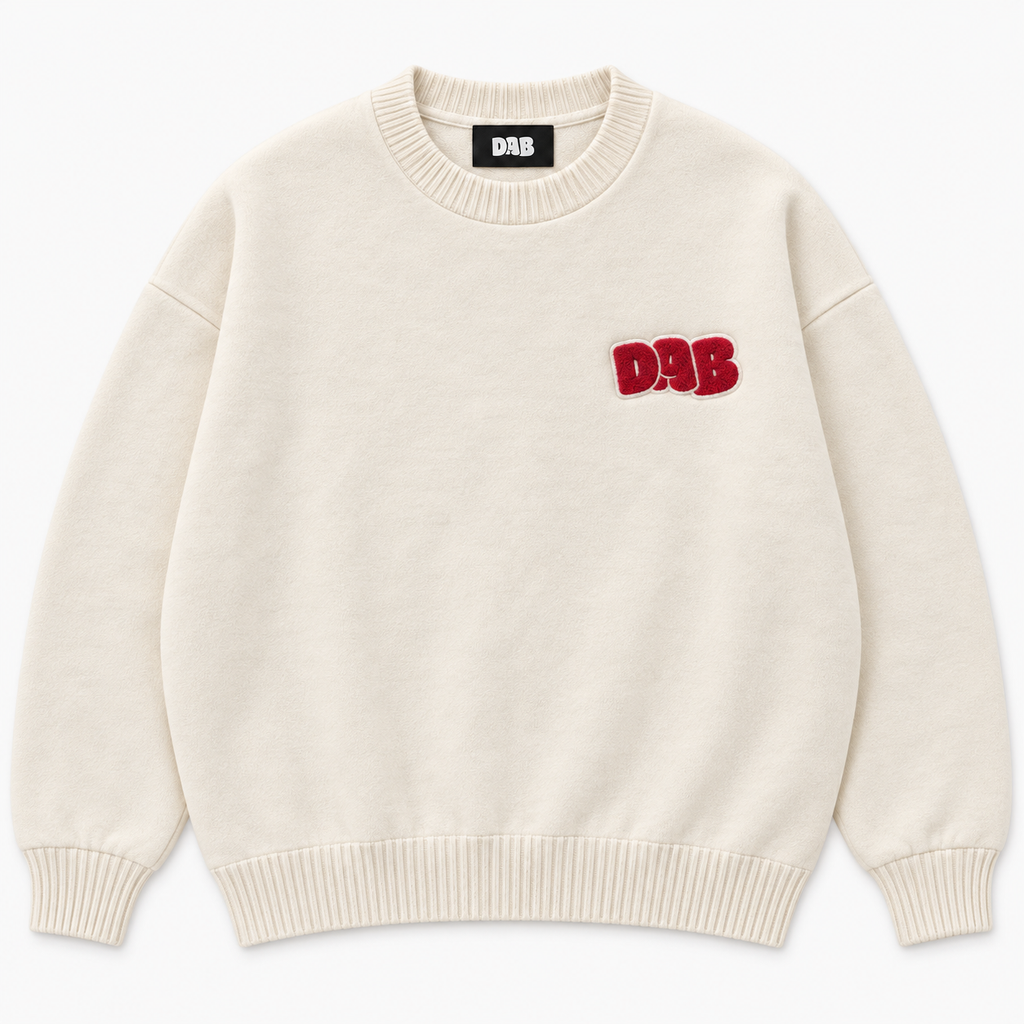 DAB Varsity Crest Crewneck – Cream