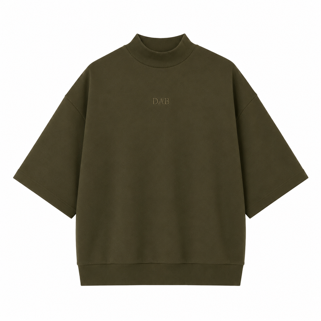 DAB Signature Mock Neck Tee – Olive