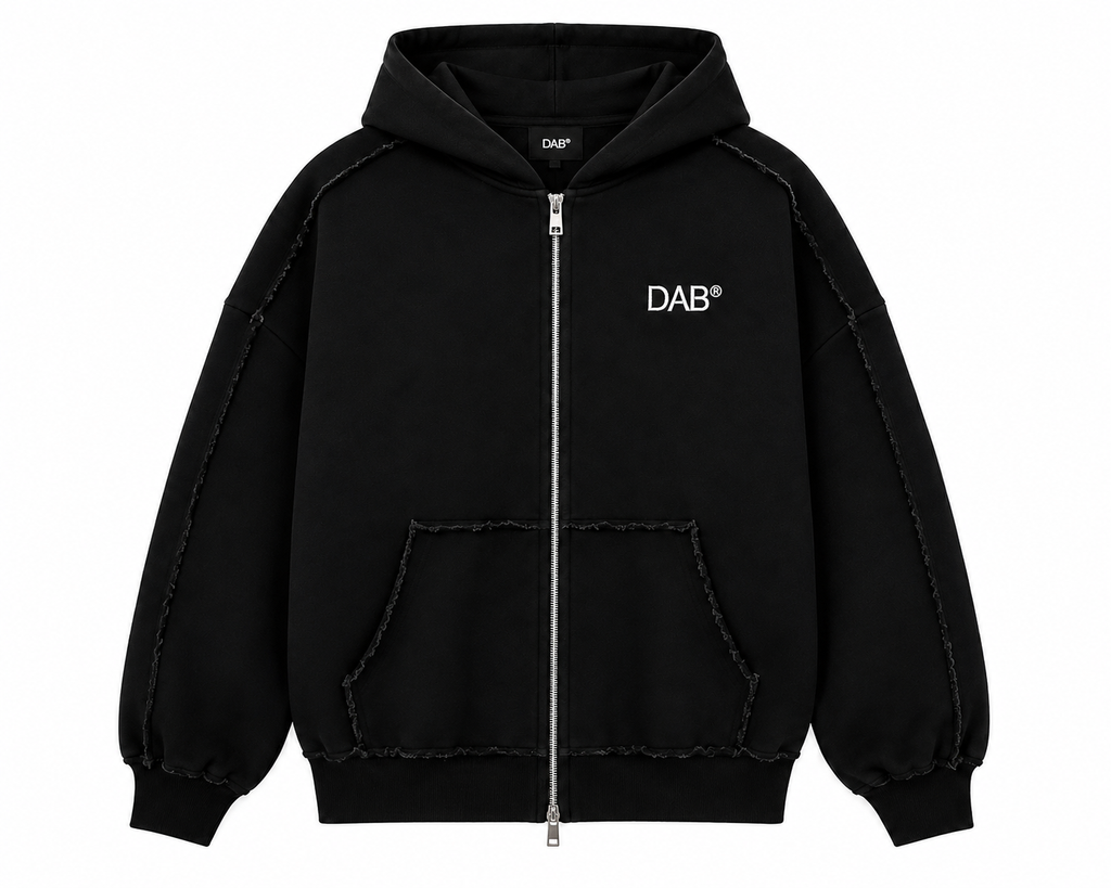 DAB Rawline Zip Hoodie – Black