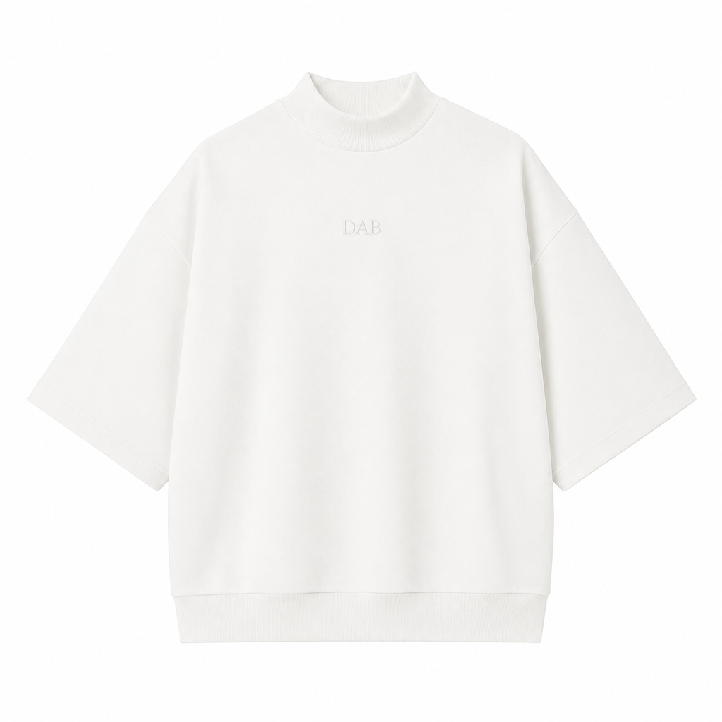 DAB Signature Mock Neck Tee – White
