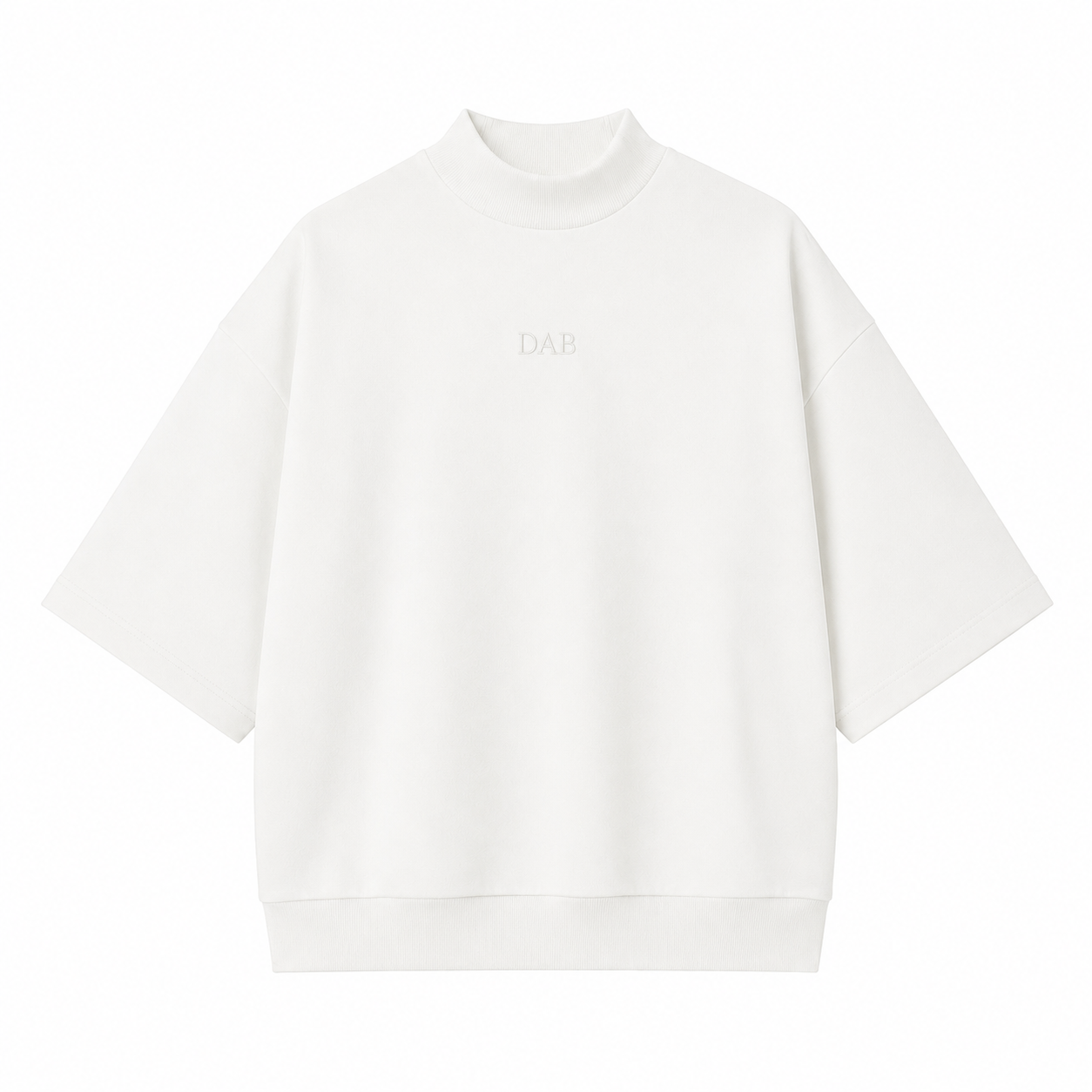 DAB Signature Mock Neck Tee – White