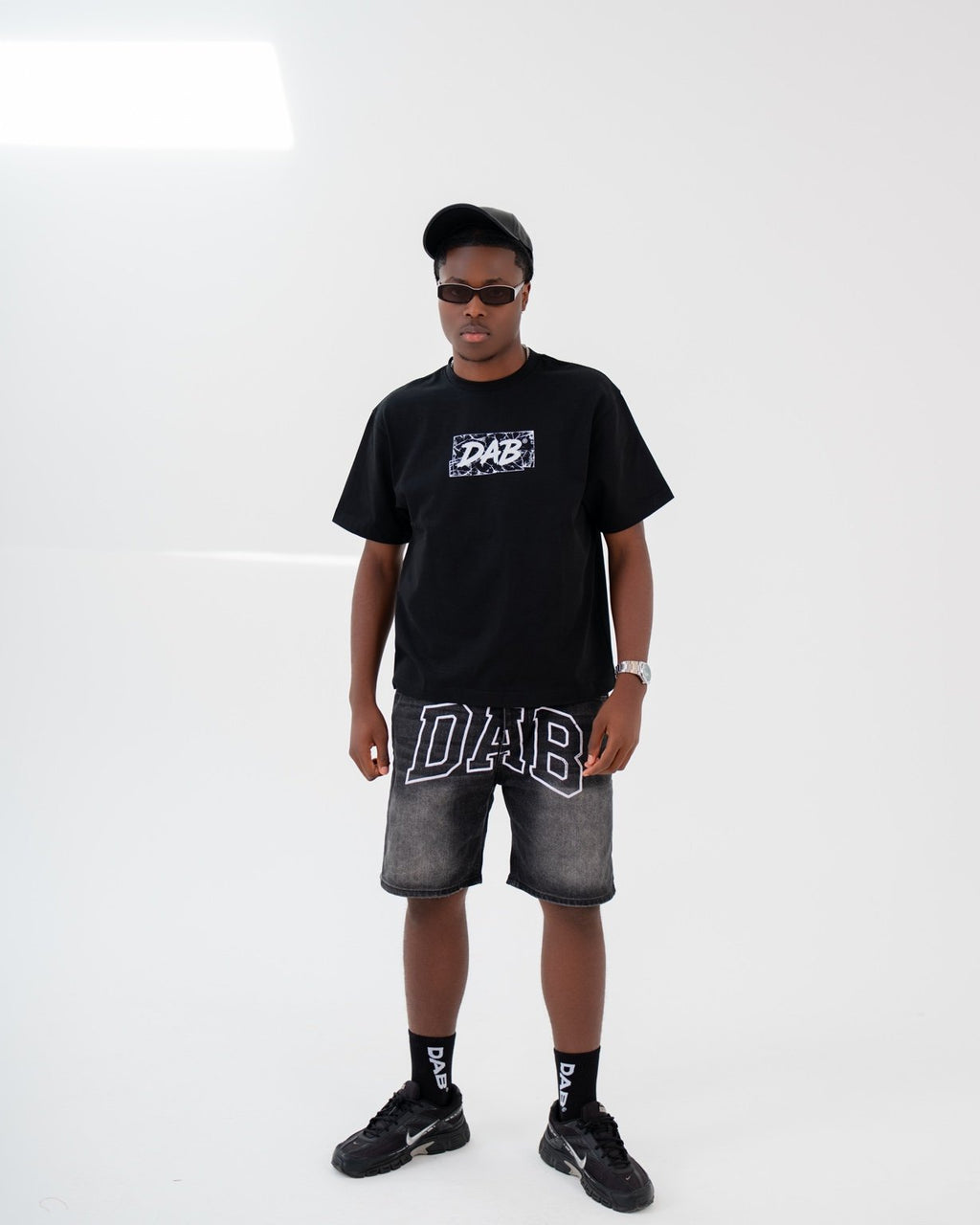 DAB Varsity Denim Shorts – Washed Black