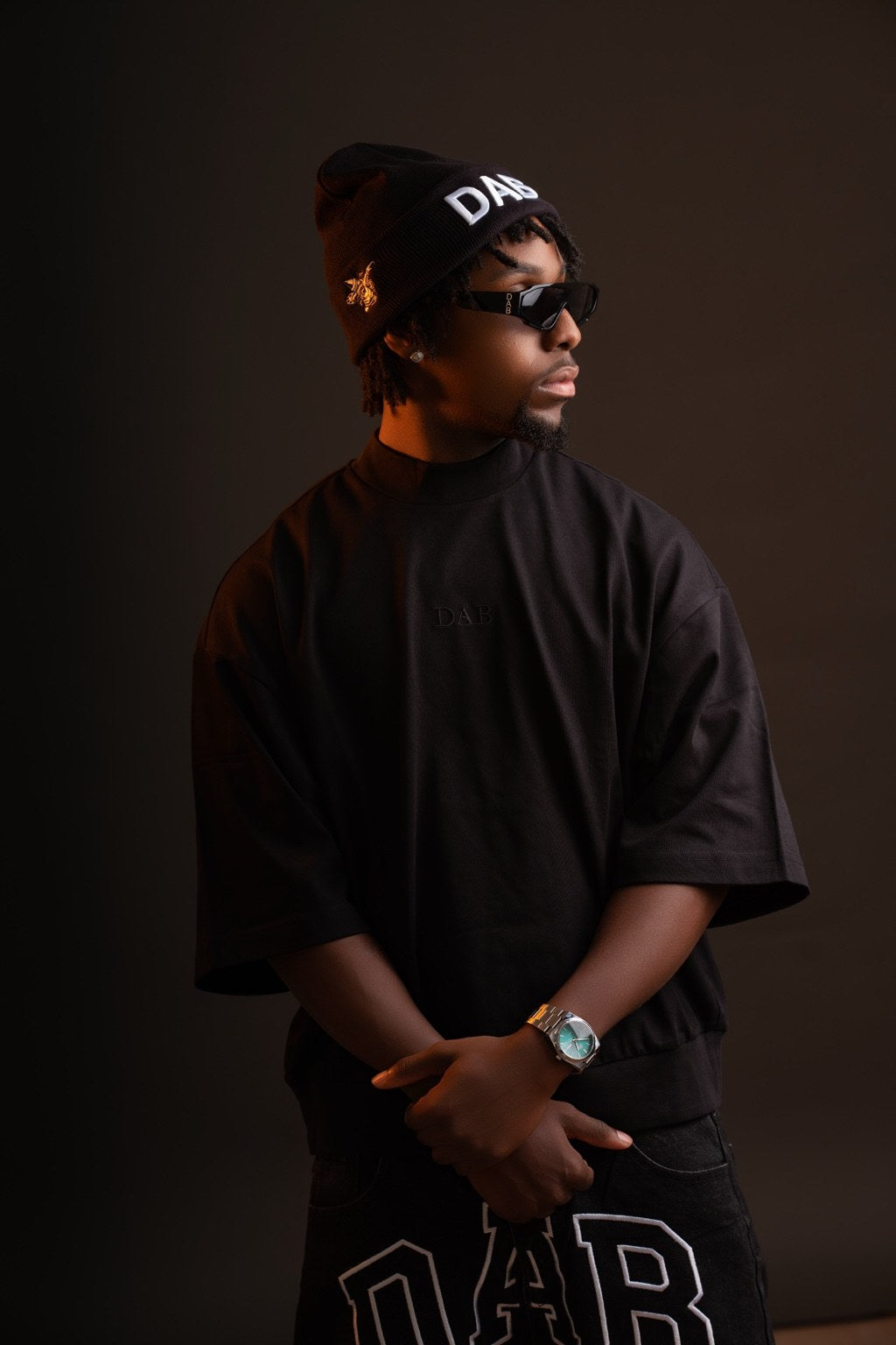 DAB Signature Mock Neck Tee – Black
