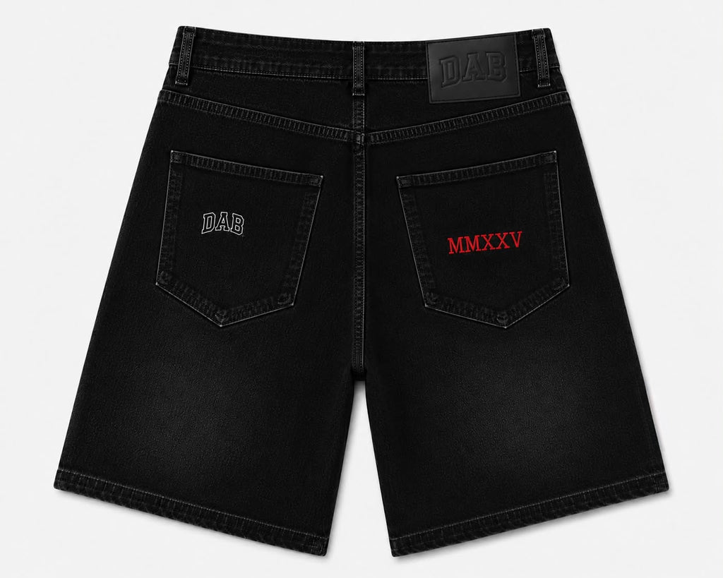 DAB Varsity Denim Shorts – Washed Black